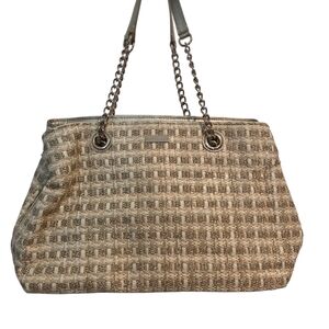 Kate Spade Beige Woven Sparkly Chain Strap Shoulder Bag